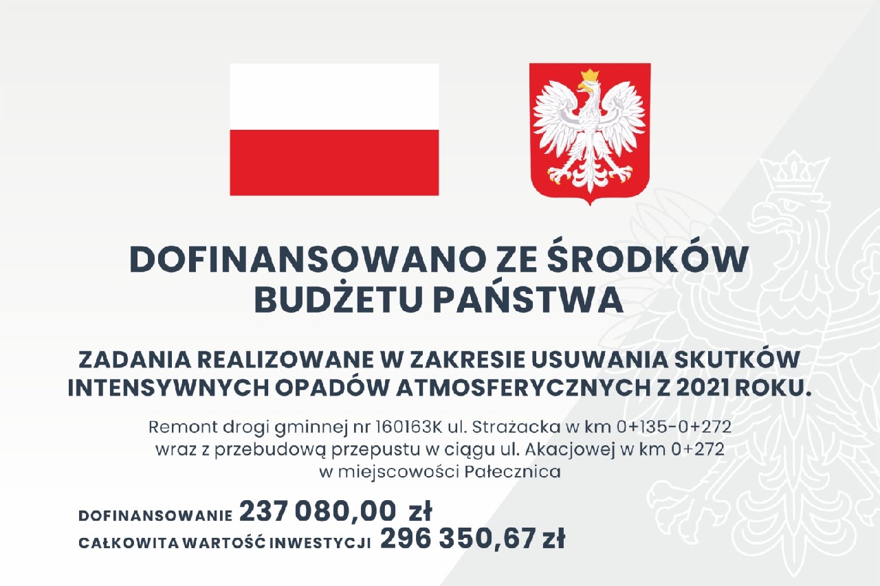 Tablica informacyjna droga ul. Strażacka - Pałecznica